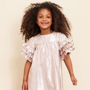 VELVETEEN Girls Gold/Pink Stripe Dress